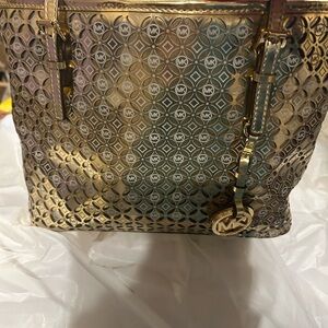 Michael Kors Gold and Silver Patterned Shoulder Bag